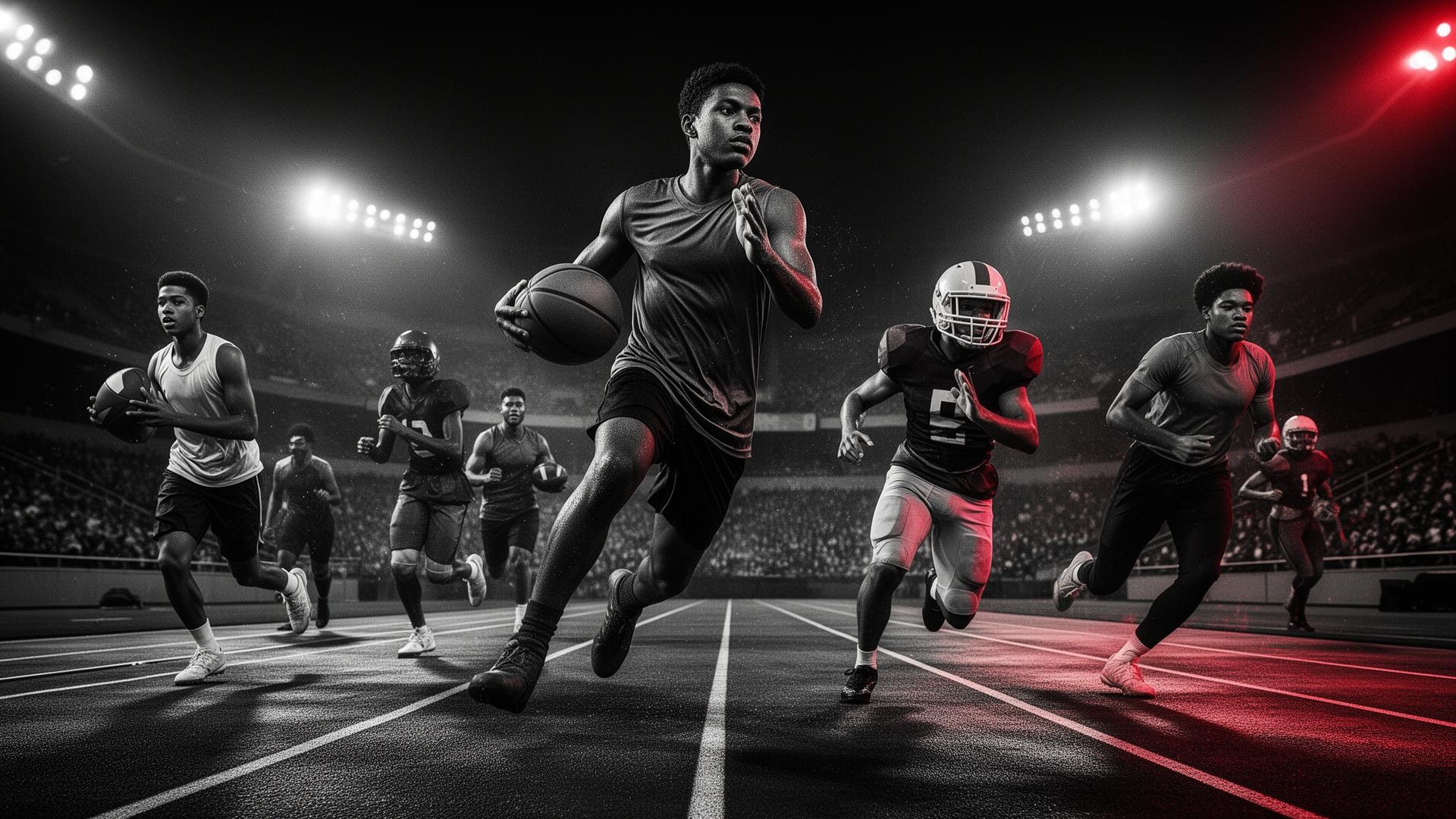 Young student athletes training